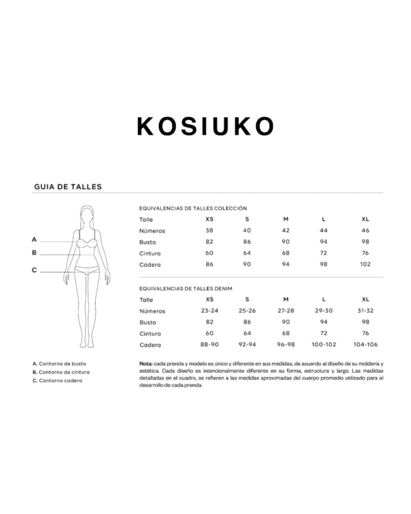 Guía de talles Kosiuko