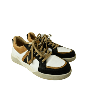 Zapatillas de Cuero Blancas con Camel y Negro