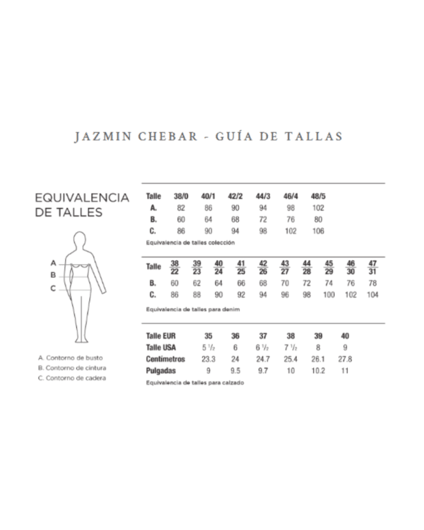 Guía de Talles Jazmin Chebar