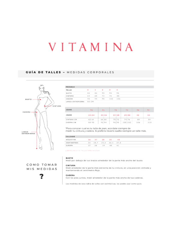 Guía de Talles Vitamina