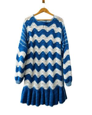 Vestido Fini Braun Tejido de Hilo Azul y Blanco (021-2047)