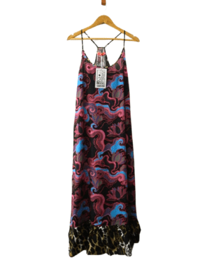 Vestido Agustina Saquer Luxor Negro Estampado con Etiqueta (800-062)