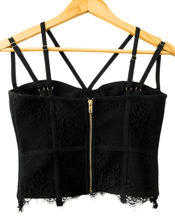 Conjunto Mono Fuk Top + Falda Encaje con Broches Dorados (087-677) - Imagen 3