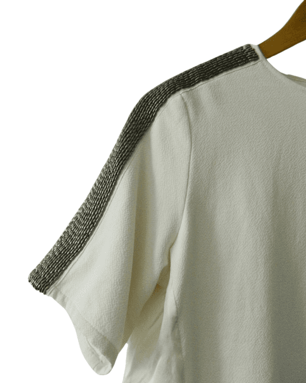 Blusa Jazmin Chebar Crepe Natural con Canutillos (152-617)