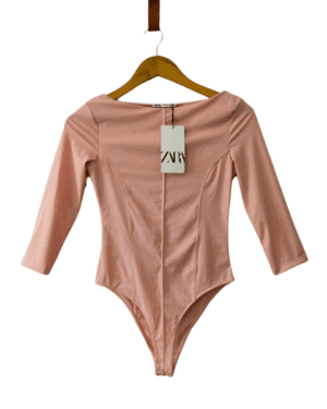 Body Zara Rosa Pastel Mangas 3/4 con Etiqueta (700-209)