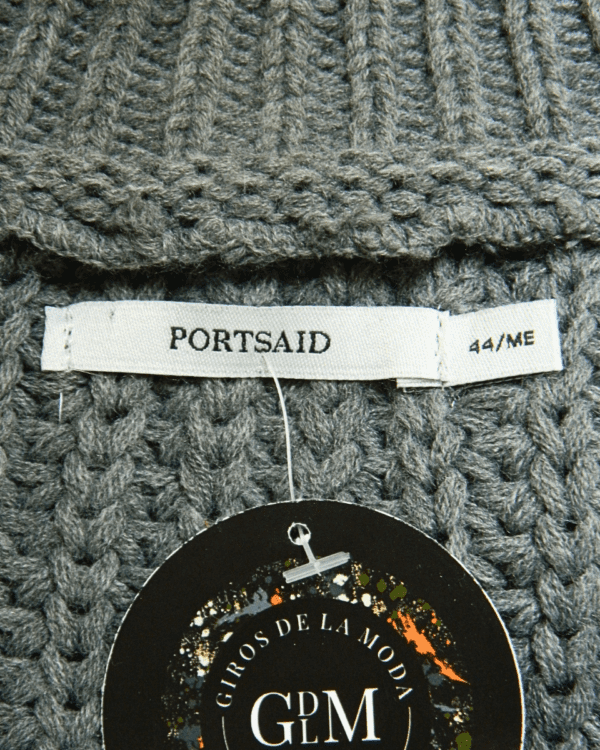 Sweater Portsaid Tejido Rayado Verde y Gris