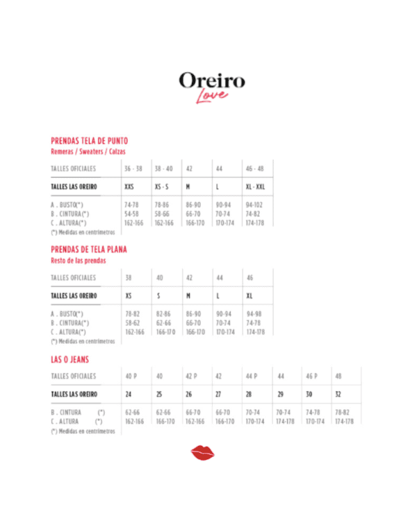 Guía de Talles Las Oreiro