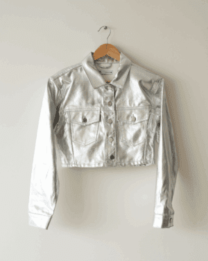 Chaqueta Zara Cropped Plateada T. XS