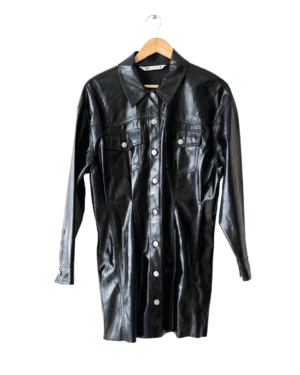 Vestido Zara Raeh Corto Acharolado Negro T. L