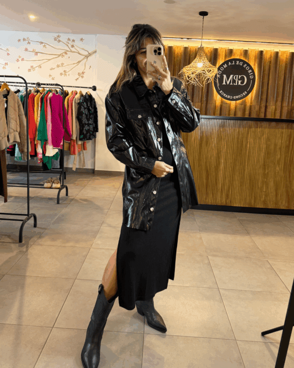 Vestido Zara Raeh Corto Acharolado Negro T. L