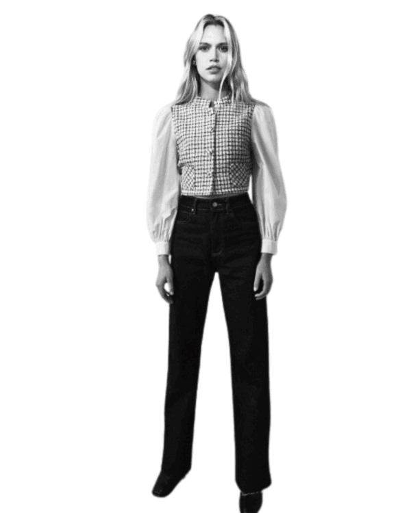 Camisa Zara Tweed con Mangas Princesa