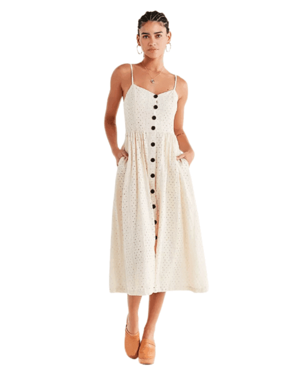 Vestido Urban Outfitters Abbie de broderie con botones