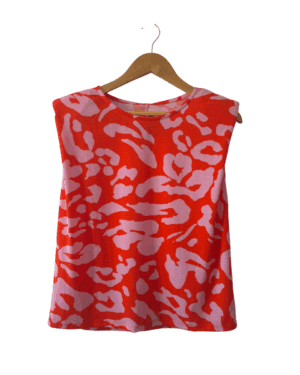 Blusa sin Mangas con Hombreras Coral y Rosa T. M