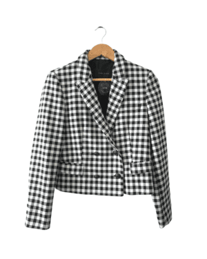 Blazer Zara Cuadrillé Blanco y Negro T. M