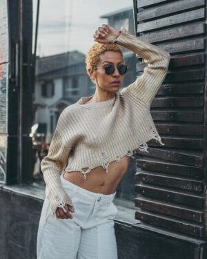 Sweater Zara Cropped Laminado Dorado Nuevo T. M