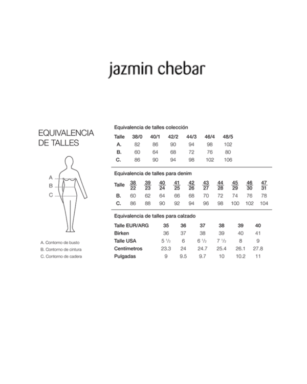 Guia de Talles Jazmin Chebar