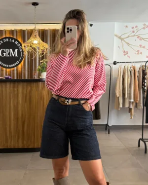 Remera Lacoste Manga Larga Rayada T. 36