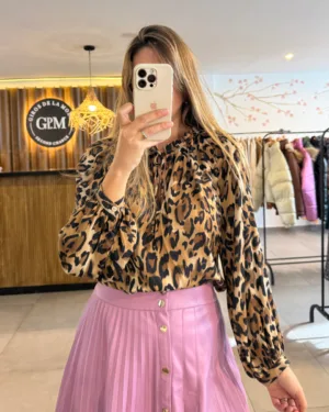 Blusa Jazmin Chebar de Seda Animal Print T. 1