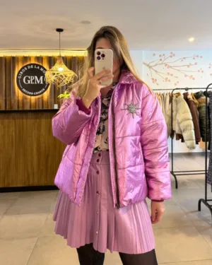 Campera Puffer Cloetas Rosa Metalizada T. 1