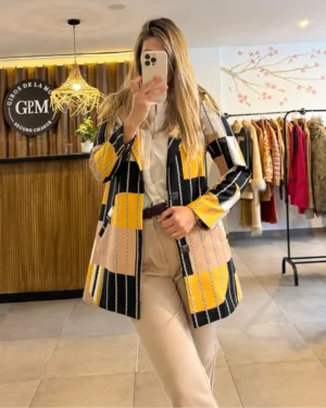 Saco Ossira Sastrero Patchwork Amarillo y Negro T. S