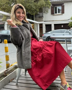 Tapado Ivana W Piel Sintética Gris Visón T. U